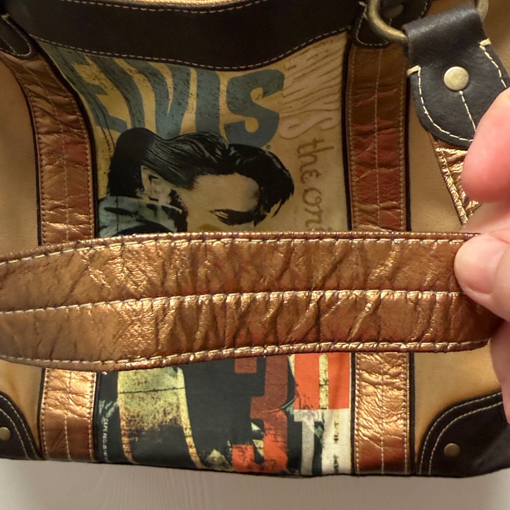 Elvis Canvas Tote Bag - Brown and Gold - Picture 4 of 6